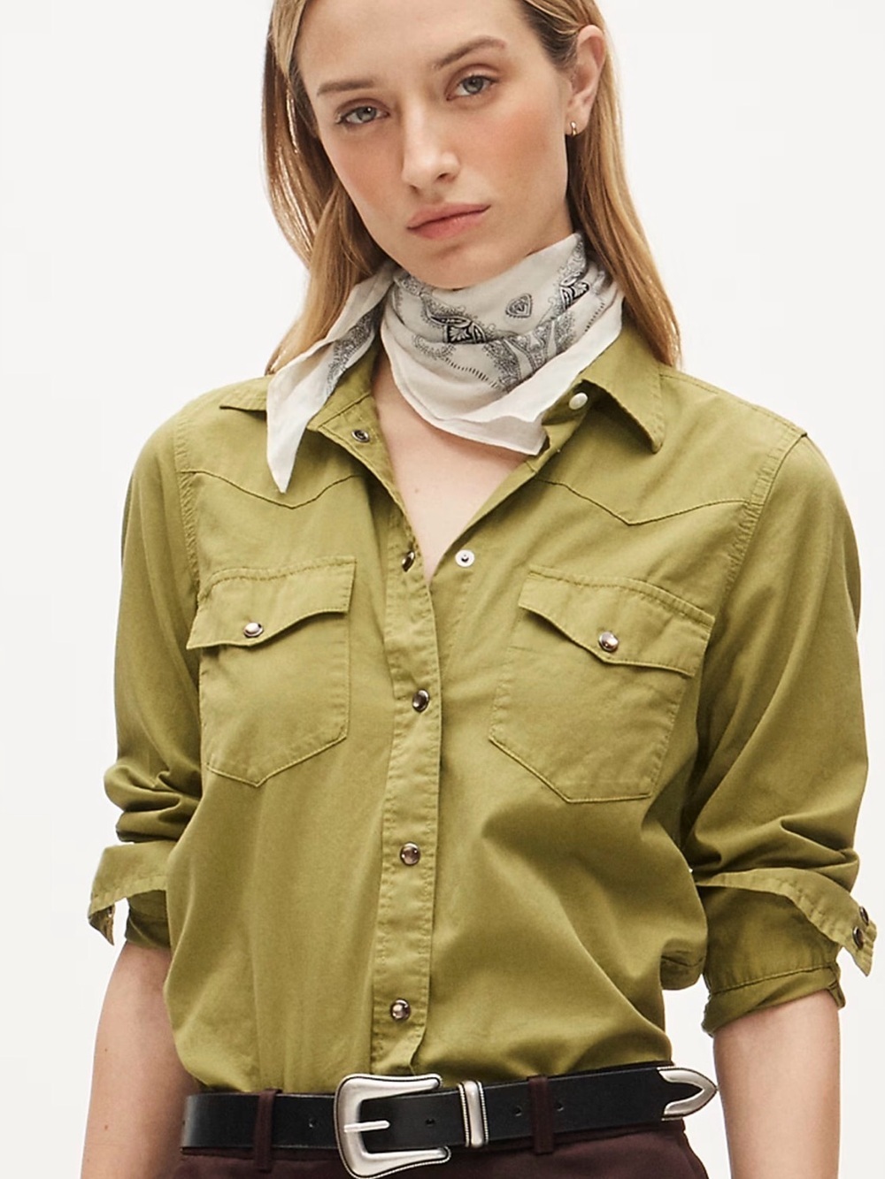 J.Crew Jules Garment Dyed Cotton Poplin Shirt NWT Olive Green Size 8